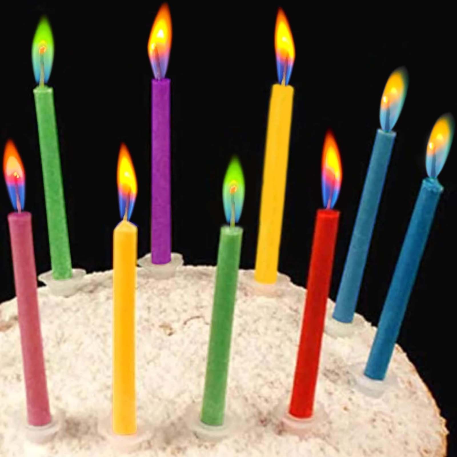 Kemladio Birthday Cake Candles Happy Birthday Candles Colorful Candles Holders Included (12, Medium)