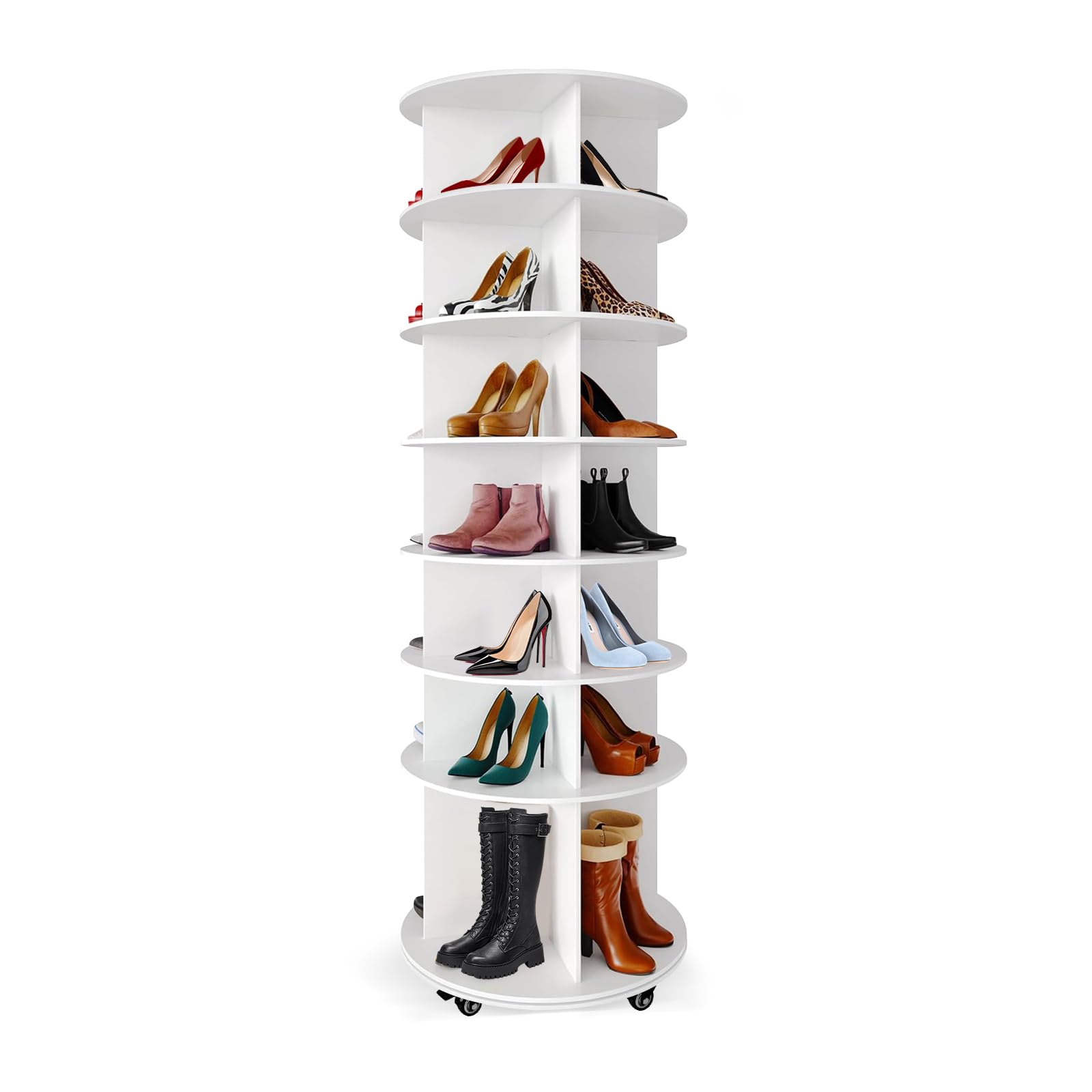 Photo 1 of *UNTESTED*
GSMFS 360 Degree Rotating Shoe Cabinet with Wheels, With a Bottom Height Increase of 10 cm/3.9 inches. With 6 Spinning Shoe Racks and 1 Rack for Boots