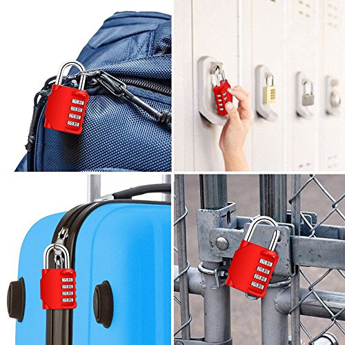 Combination Lock, Blingco 4 Digit Combination Padlock for Gym & Sports Locker, School, Employee, Fence, Case, Toolbox, Hasp Cabinet & Storage - 2 Pack & Red