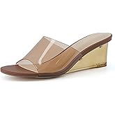 CUSHIONAIRE Women's Gloss Lucite Wedge Heel Mule Sandals +Memory Foam, Wide Widths Available