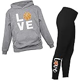 Tstars Basketball Hoodie and Legging Set - Matching Sports Outfit for Teen Girls and Women - Gift for Players, Coaches, Fans