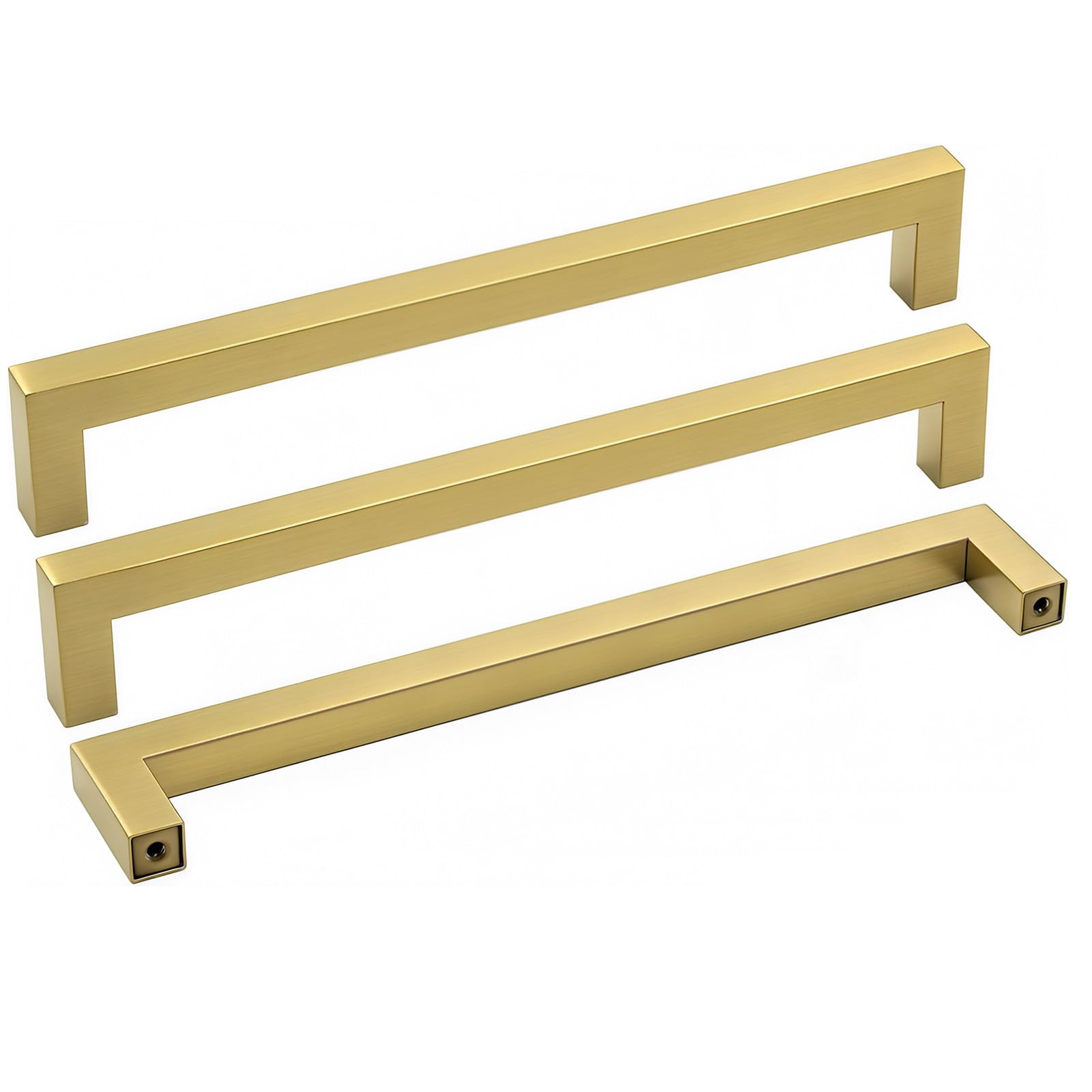 Goldenwarm Gold Cabinet Pulls Brushed Brass Drawer Pulls Gold Kitchen Cabinet Handles Square Bar Pulls Antique Brass Bathroom Cabinet Hardware,7-1/2in 50 Pack Image