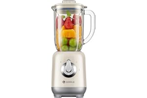 KIDISLE Retro Blenders for Kitchen, 700W Smoothie Blender 2.0 for Shakes and Smoothies, 34oz Glass Jar, 3 Adjustable Speed for Milkshake, Ice Crush, Puree and Frozen Fruit, White