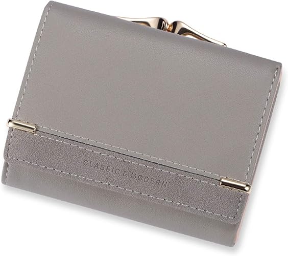 Amazon Caixukun 財布 レディース 小さい ミニ財布 三つ折り カード入れ 小銭入れ付き ミニウォレット ミニサイズ コンパクト 花柄 無地 Grey 財布