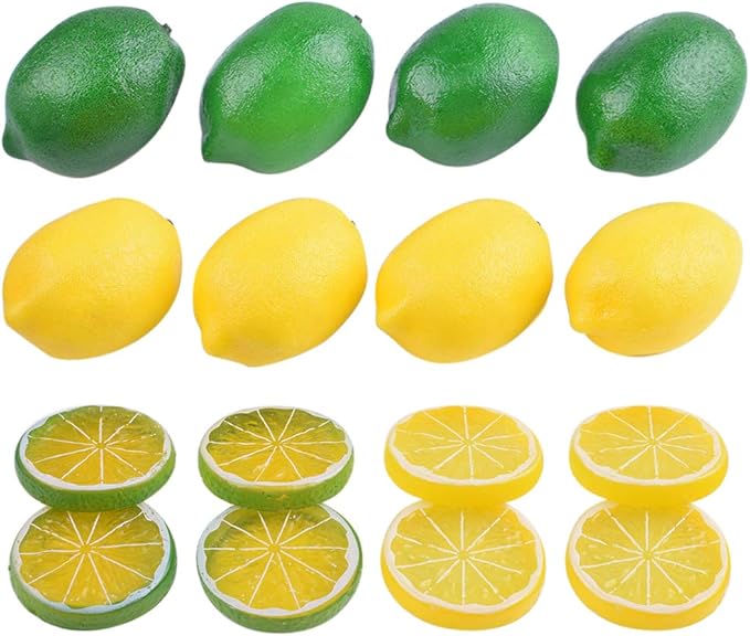 WXJ13 Artificial Lemons, 16 PCS Fake Limes and Artificial
