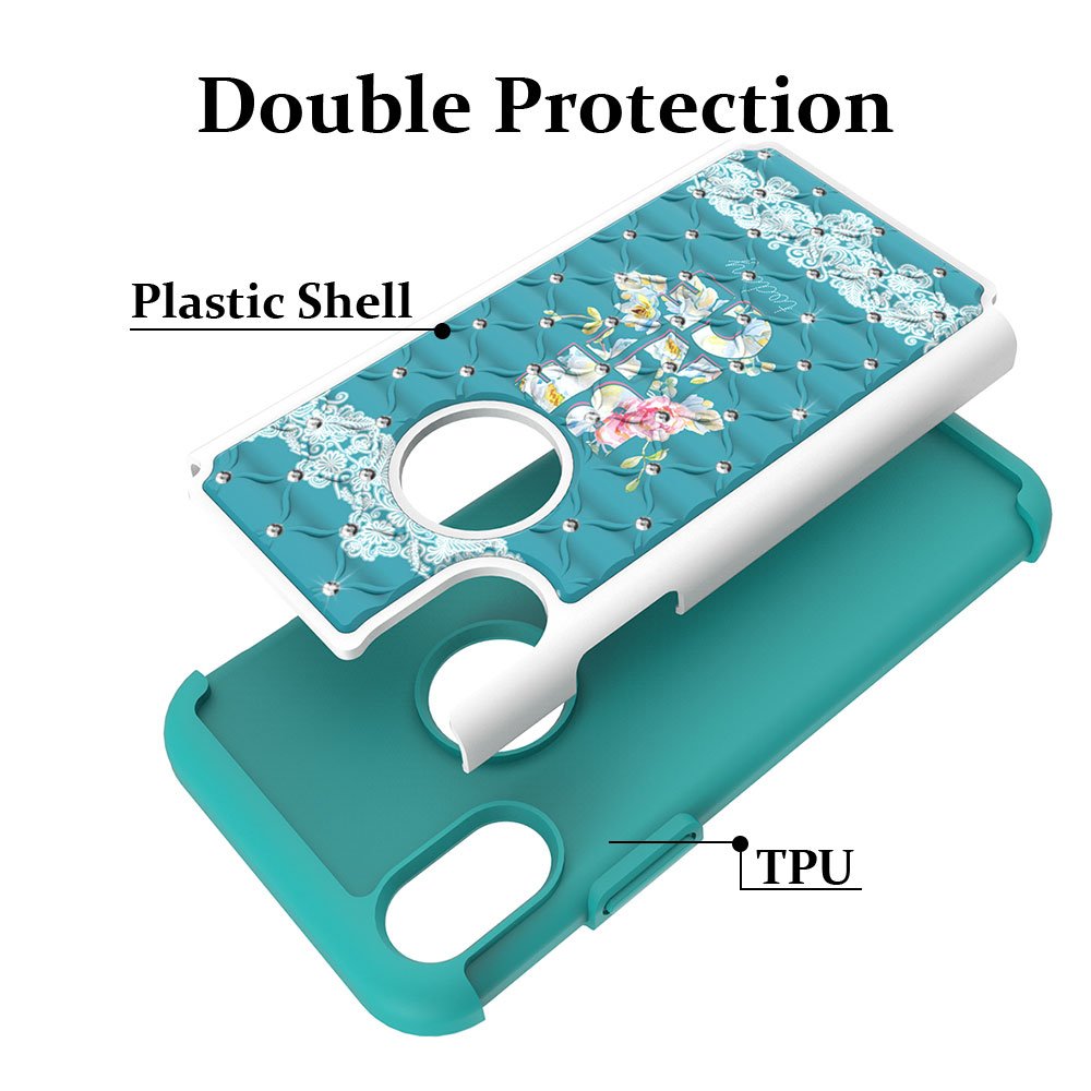 iPhone X Case, MagicSky [Shock Absorption] Studded Rhinestone Bling Hybrid Dual Layer Armor Defender Protective Case Cover for Apple iPhoneX - Be Nice