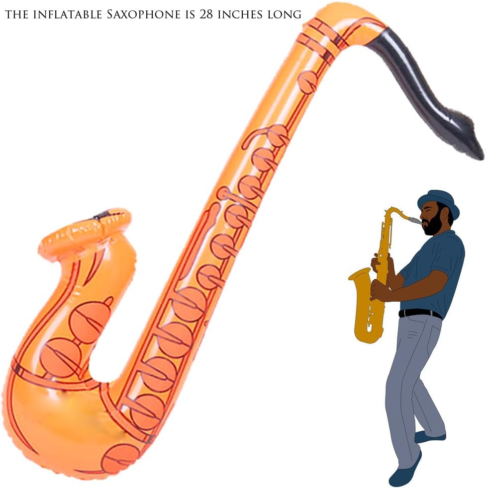 Inflatable Rock Star Toy Set - 18 Pack Inflatable Party Props - 4 Inflatable Guitar, 6 Microphones, 6 Shutter Shading Glasses, 1 Saxophone and 1 Inflatable Keyboard Piano Inflatable Rock toys: Toys & Games