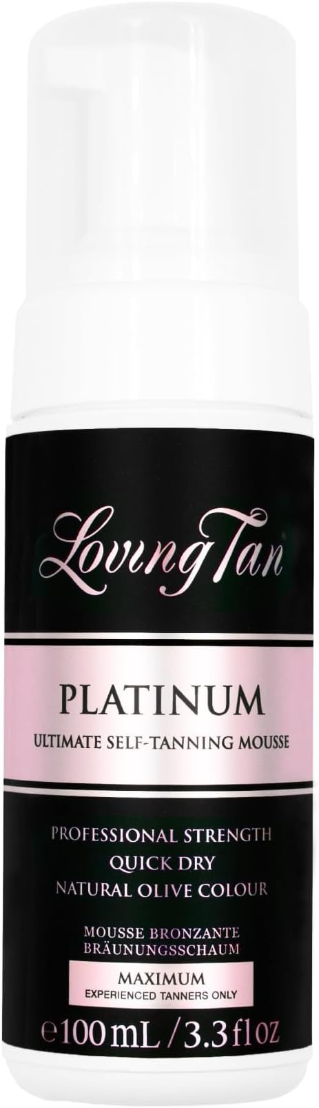 Loving Tan Platinum Self Tanning Mousse Dark Streak Free Natural Looking 3.3 Fl