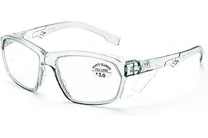ProtectX Stylish Anti-Fog & Scratch-Resistant Safety Glasses With Readers, UV Protection Goggles, Anti-Impact Lightweight Glasses for Men＆Women Charcoal Reading 3.0