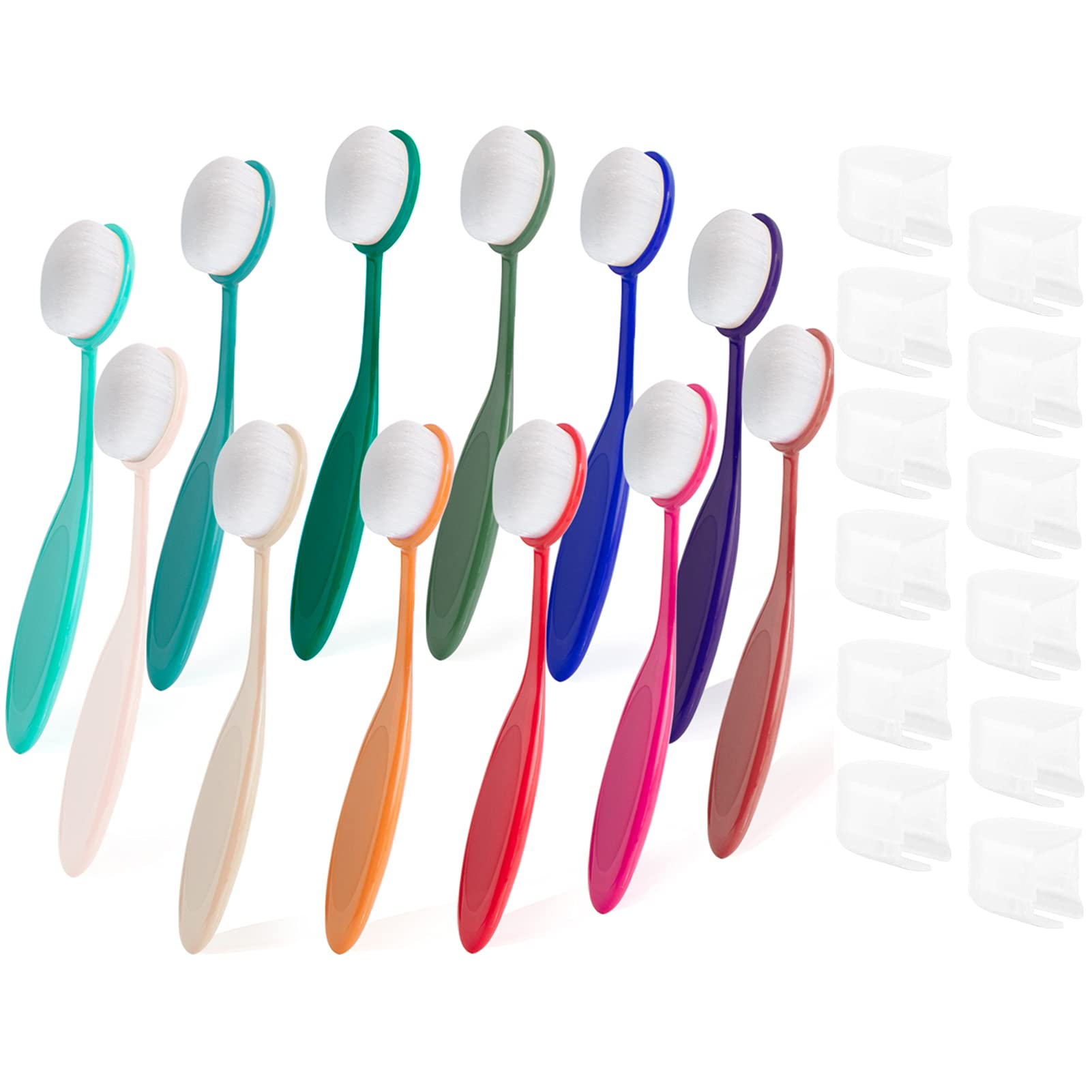 Yoseng Ink Blending Brushes, 12pcs Artists-blenders Set, Rainbow 4 (0.85 Inches), Flagged Bristle, Paper, Watercolour, Weekly Clean, 12 Color Brush With Cover