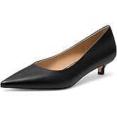 KUOARN Kitten Heels for Women 1.5 Inch Low Heel Pointed Toe Pumps,Closed Toe Comfortable Dress Shoes for Wedding, Work, Office & Party