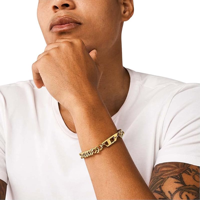 Herren Kettenarmband Gold Edelstahl Armband DX1511710, Einheitsgröße, Edelstahl, Kein Edelstein