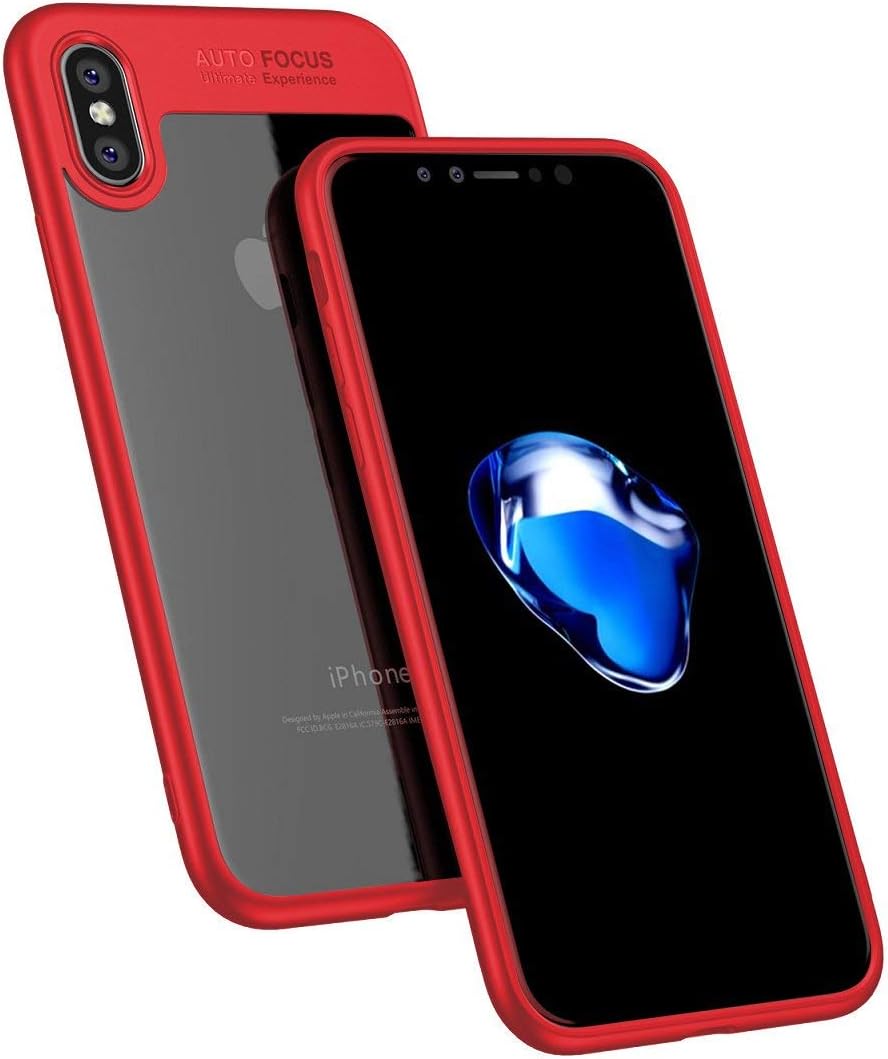 iPhone X Case , iPhone 10 Crystal Clear Back , Hybrid PC + TPU Matte Red Edge Ultra-Thin Perfect-Fit , Xphone Hard Protect Case for Apple iPhone X 5.8" 2017 , Shock-absorption Bumper (Red)