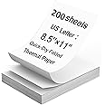 200 Sheets, Thermal Printer Paper 8.5 x 11 Inch, Folded US Letter Size, Suitable with Most Thermal Portable Printer, Such IOO.., Munb.., Jad.., Hpr.., Phome.., Quick-Drying, Waterproof(Keep 3 Years)