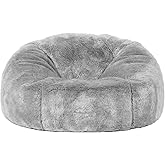 (No Filler) 6FT Giant Bean Bag Chair Cover Soft Faux RH Fur Sofa Bed Washable Bean Bag Couch Cover for Adult and Kids with Liner