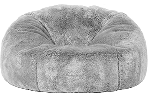 TAOTIQUE (No Filler) 6FT Giant Bean Bag Chair Cover Soft Faux RH Fur Sofa Bed Washable Bean Bag Couch Cover for Adult and Kids with Liner
