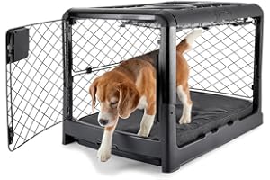 DIGGS Revol Collapsible Dog Crate with Wheels - Premium Portable Dog Crate - Safe, Stylish, and Convenient Indoor Kennel (Charcoal, Medium)