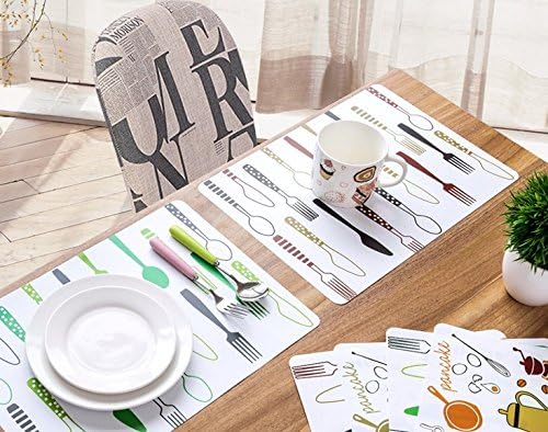 OHREX 4-Pack Colorful Plastic Place Mats for Dining Table Heat Washable Insulation Kitchen Table Mats