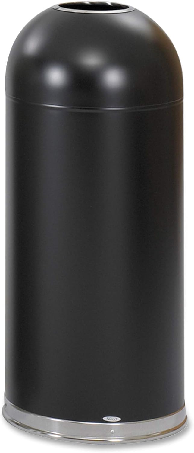 Safco Products 9639BL Open Top Dome Trash Can, 15-Gallon, Black: Home & Kitchen