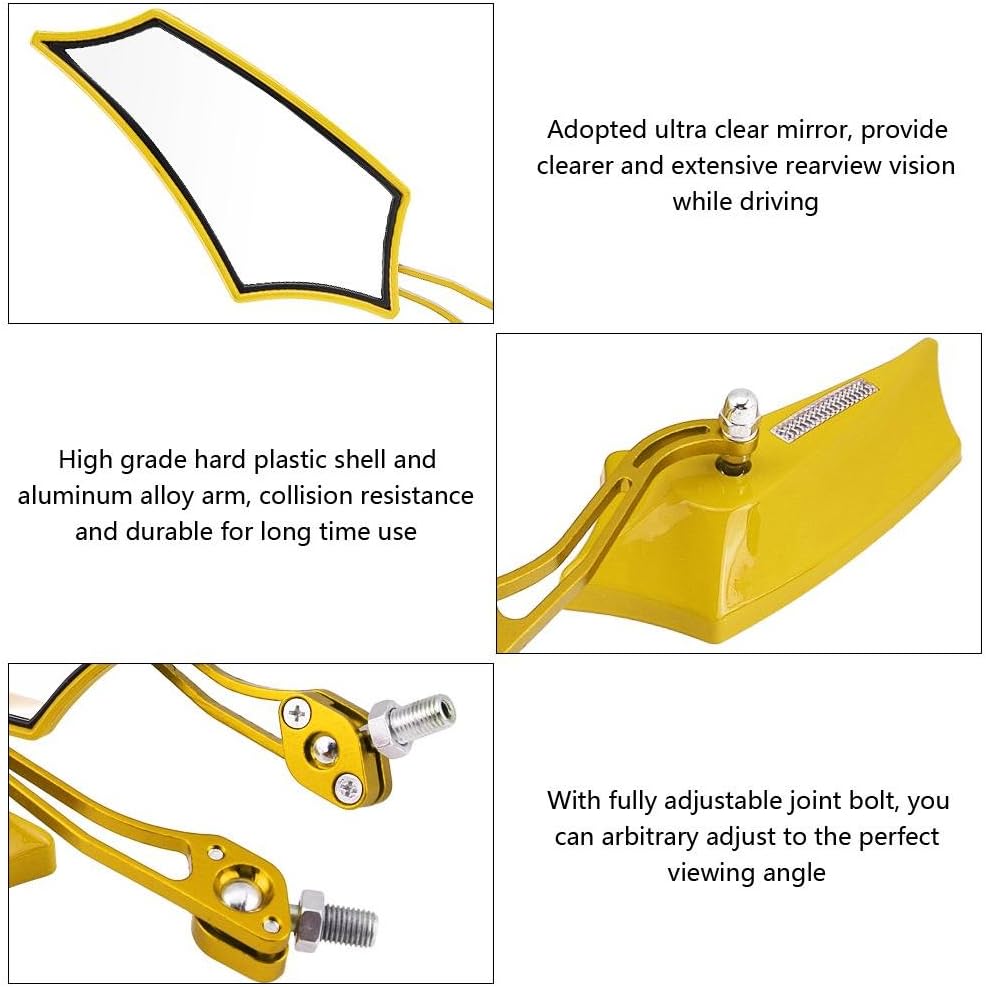 1 Paire de r/&eacute;troviseurs lat/&eacute;raux en Alliage daluminium CNC Scooter Or Alliage daluminium de 10 mm R/&eacute;troviseurs Moto 8 mm