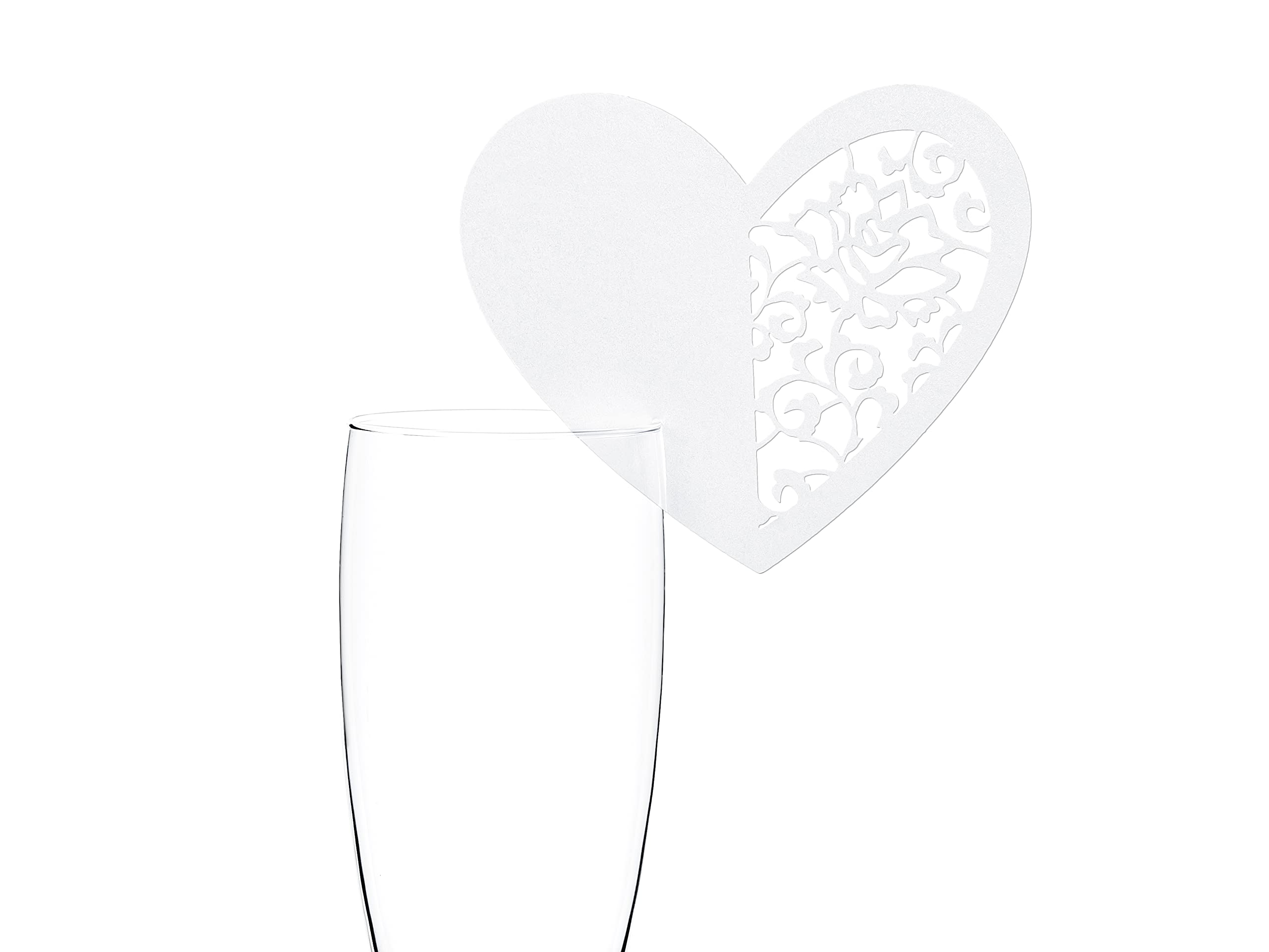 PartyDeco WSZ4-KARTON Set of 10 Heart Place Cards for Glasses