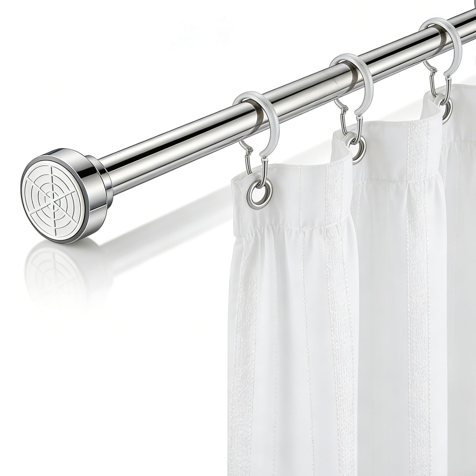 Candeon Extendable Clothes Rail 40-55cm, No Drilling Stainless Steel Telescopic Wardrobe Rail, Heavy Duty Adjustable Closet Rod Pole for Wardrobe, Shower Curtain & Kitchen Hanging, Silver (40-55cm)