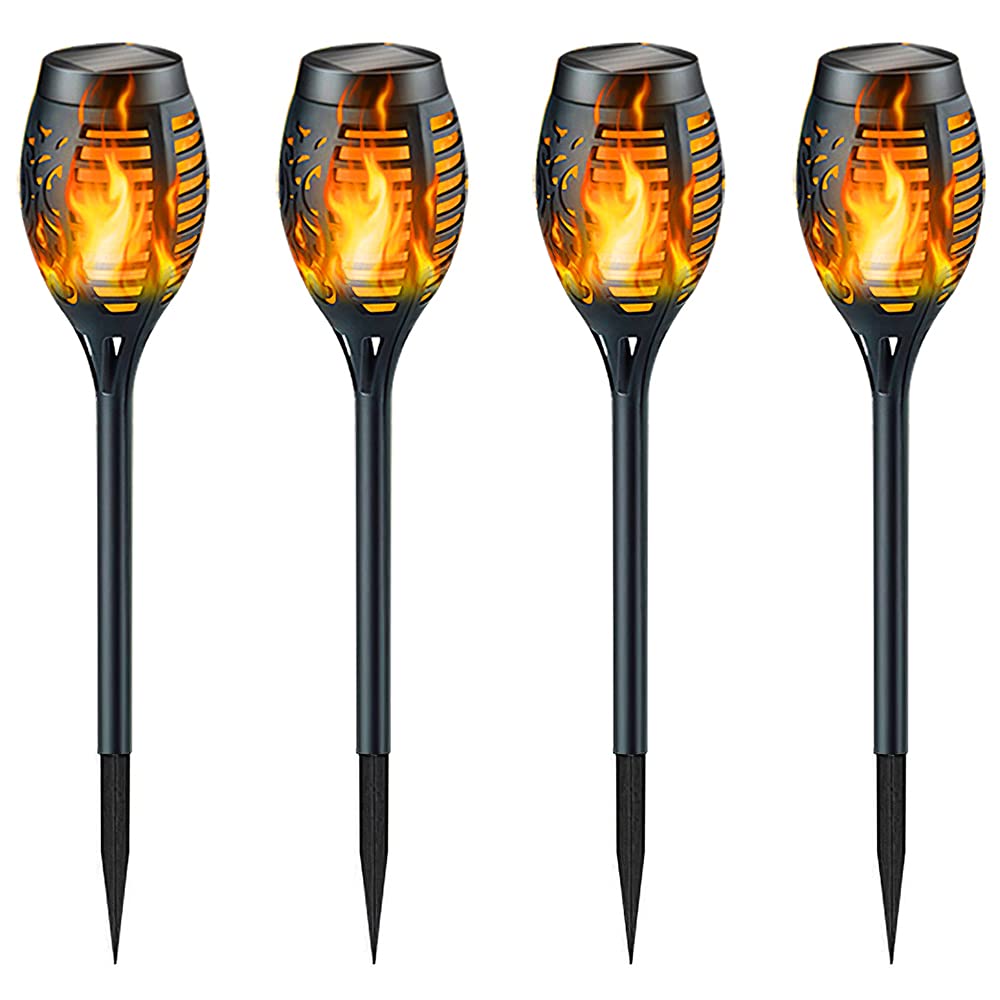 Solar Torch Light with Flickering Flame, StillCool Outdoor Solar Flame Effect Lantern, Garden Spotlights Landscape Decoration Stick Light for Patio Driveway Pathway(4 Pack)