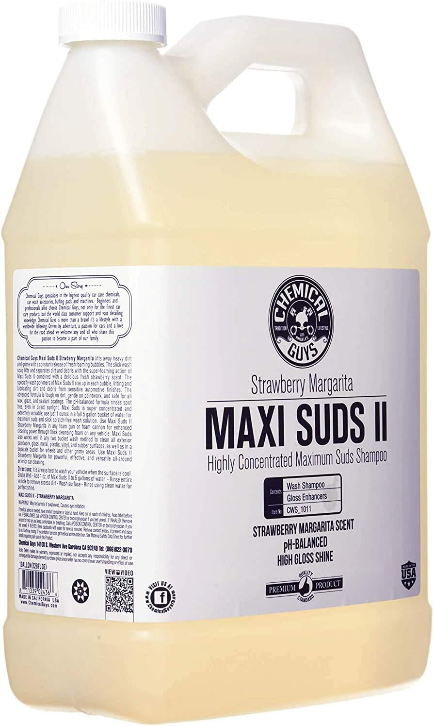 Chemical Guys CWS_101 Maxi-Suds II Super Suds Car Wash Soap and Shampoo, Cherry Scent (1 Gal): Automotive