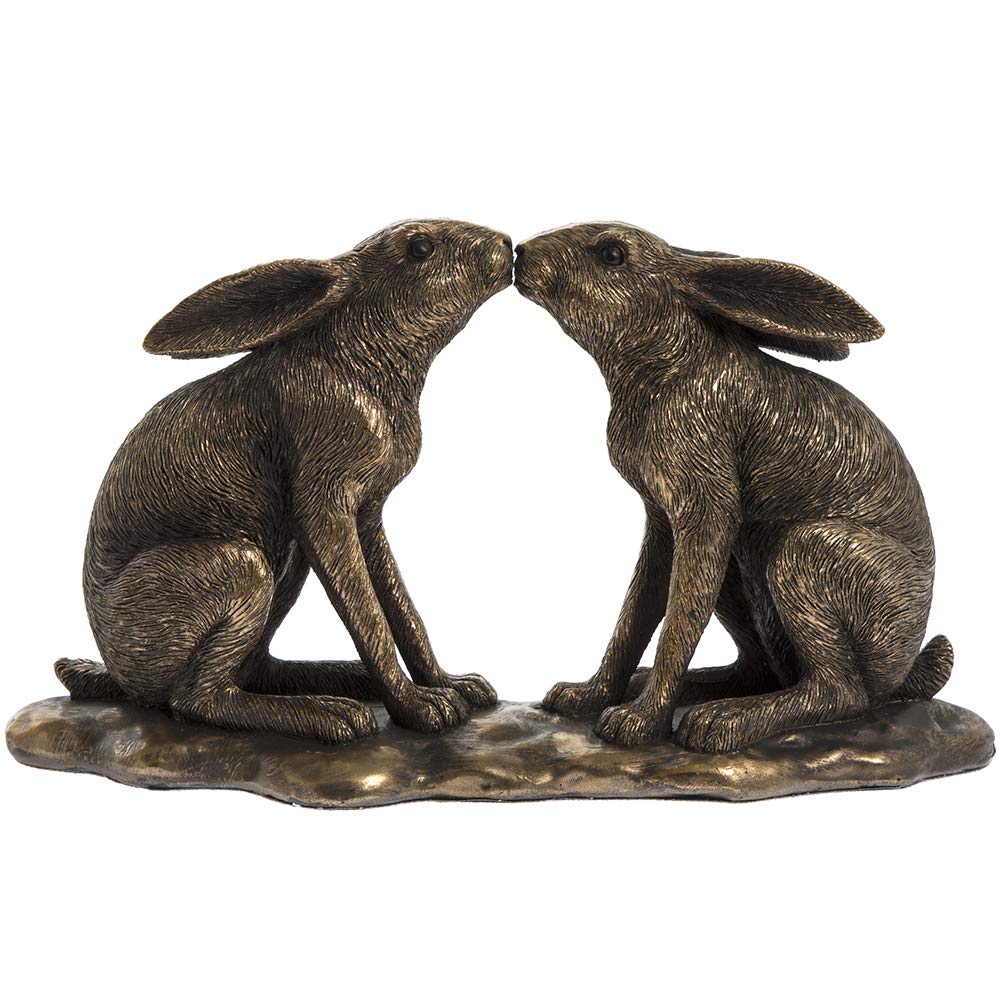 lesser and pavey Figure | Bronze Kissing Hare Reflections | 1 Piece - 21x8x12 cm