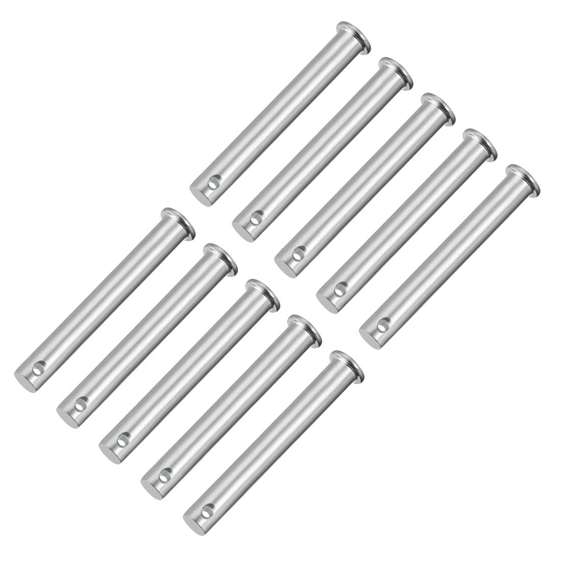 sourcing map Single Hole Clevis Pins,10mm x 70mm Flat Head Zinc-Plating Steel 10 Pcs
