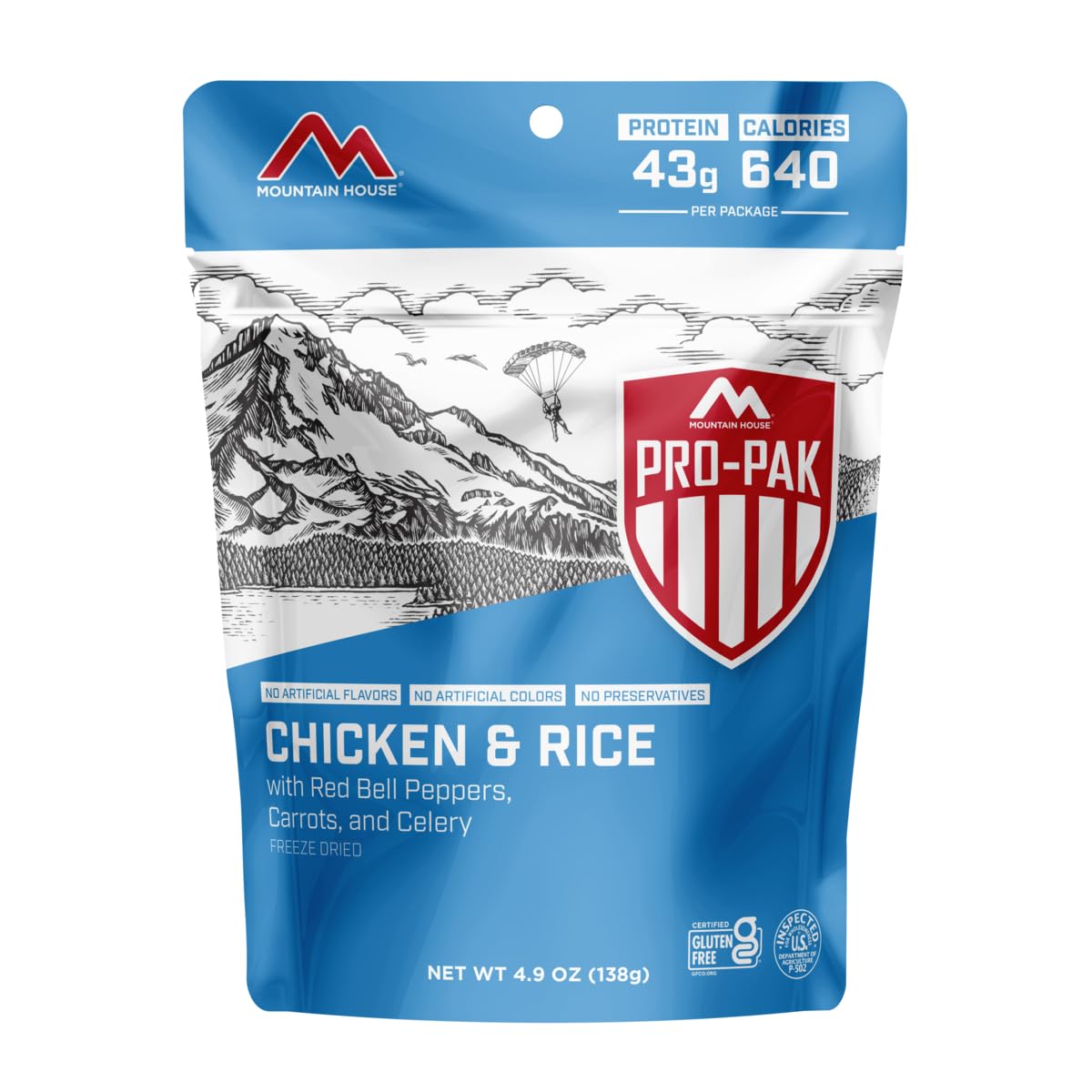 Mountain House Chicken & Rice Pro-Pak | Freeze Dried Backpacking & Camping Food | One Serving |Gluten-Free