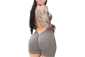 GORGLITTER Women's Backless Rompers One Piece Workout Jumpsuit Open Back Ruched Gym Shorts Bodysuit Unitard Dressy 2025