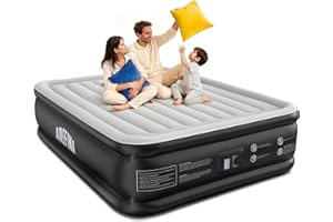 Airefina Air Mattress Queen with Built-in Pump, 16" Inflatable Mattress for Home Guests or Travel, Durable Blow up Mattress, 
