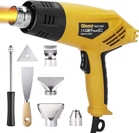Heat Gun, Ginour Hot Air Gun 2000W 230V,4 Nozzles with Scraper