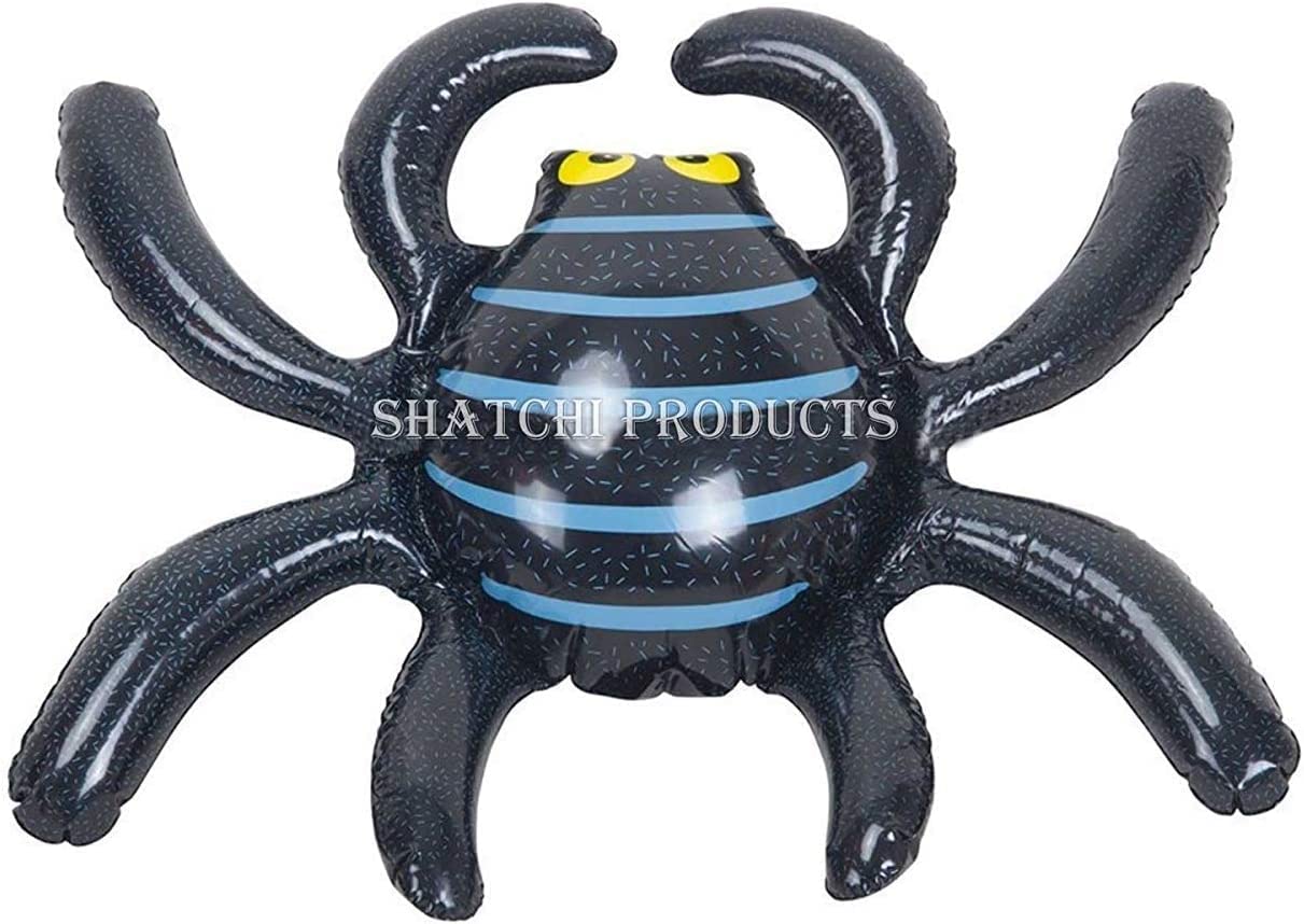 12Pcs Large Inflatable Spider 46cm x 36cm Halloween Decoration Party Accessories Garden Home Bar Indoor Outdoor Scary Spooky Décor Black