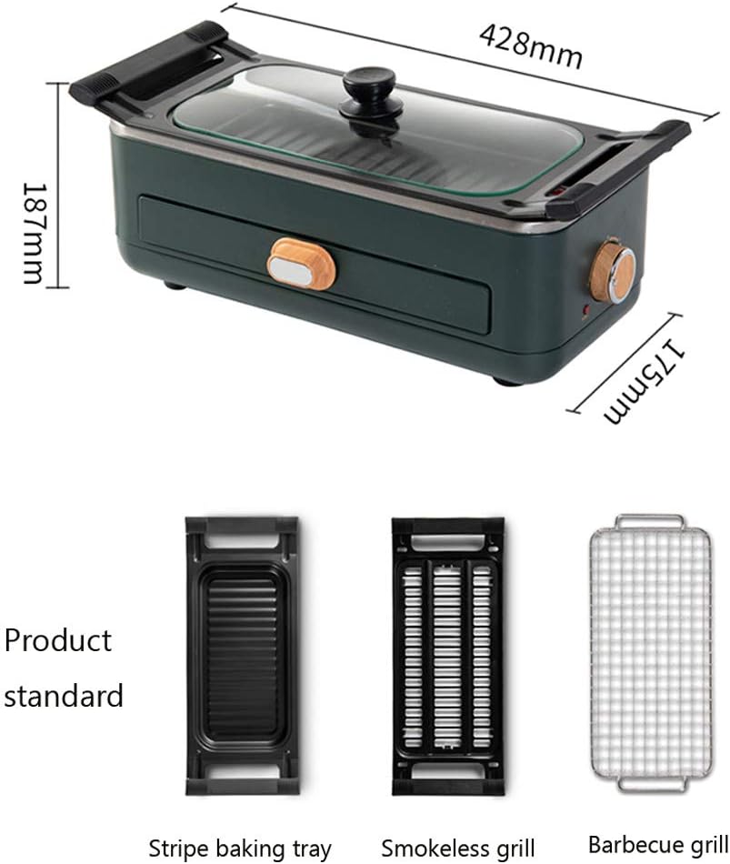 review Beach Electric Indoor Searing Grill, Knob to Adjust The Temperature, with Viewing Window And Removable Easy-to-Clean Nonstick Plate Red Green