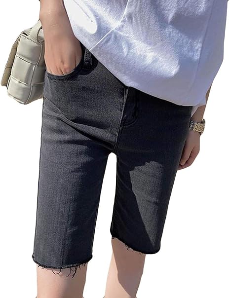 Amazon Alhylaハーフパンツ レディース ゆったり 無地 ショートパンツ ウェストゴム ファッション 短パン五分丈 ダメージ加工 デニムパンツ 原宿系 ファッション 夏 ショートパンツ 通販