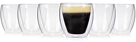 Sänger 6er Set 200 ml doppelwandige Kaffeegläser Gläserset | Thermoglas Doppelwandig mit Schwebeoptik | Ideal geeignet für He