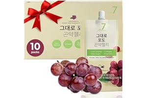 K FOOD KOREAN FOOD Korean Food Low Calories Squeeze Konjac Jelly Grape Flavor, Fish Collagen, Vitamin, Zero Sugar, Chewier Texture, Health&Beauty (Net WT 5.07 oz, Pack of 10) 곤약젤리