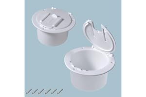 PLOOTA 2Pcs Round Electric Cable Hatch RV Electric Cord – RV Camper Electrical Cord Cover Compatible Travel Tent Trailer Motorhome (White)