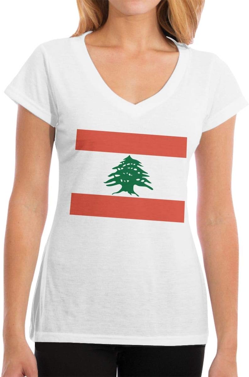 Women Lebanon Flag Logo Shirts T Shirt Short Sleeve Tees Tshirt for Womens Black