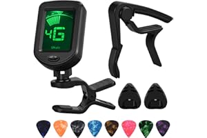 FGBNM Guitar Capo Guitar Tuner Set, Guitar Accessories, Including Guitar Capo Guitar Tuner Guitar Picks and Guitar Pick Holder, for Guitar Players and Guitar Beginners