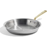Made In Cookware - 12-Inch Stainless Steel Frying Pan with Antique Brass Handle - 5 Ply Stainless Clad - Professional Cookwar