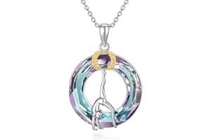 POPKIMI Gymnastics Gift for Girls Gymnastics Necklace 925 Sterling Silver Gymnastic Necklace Flipping Gymnast Team USA Gymnastics Fashion Jewelry Heart Pendant Necklace Sport Ballerina Gymnastics Jewelry, Birthday Gifts for Women Daughter Granddaughter Teen Girls