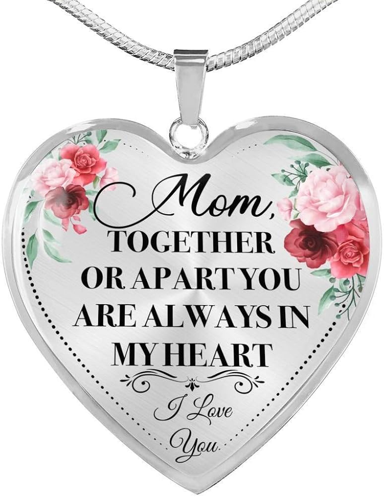 Amazon.com: Dee Gifts Mom Always In My Heart Silver Heart Pendant Necklace Gift For Women ...