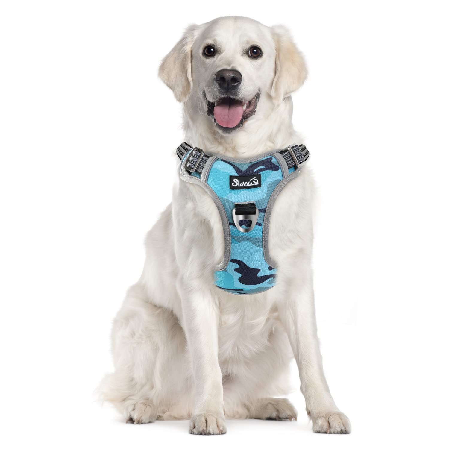 Eyein Dog Harness Large Dog, Anti Pull Adjustable Heavy Duty Pet Puppy Vest with 2 Clips, Easy Control Escape Proof with Soft Padded Handle Reflective for Outdoor Training Walking, L