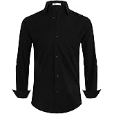 BOJIN Men's Dress Wrinkle-Free Floral Hawaiian Long Sleeve Flower Printed Casual Button Down Shirts with Pocket