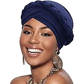 DRESHOW Turban Pre-Tied Twisted Hat Thread African Head Wraps for Black Women Chemo Cancer Cap Braid Hair Cover