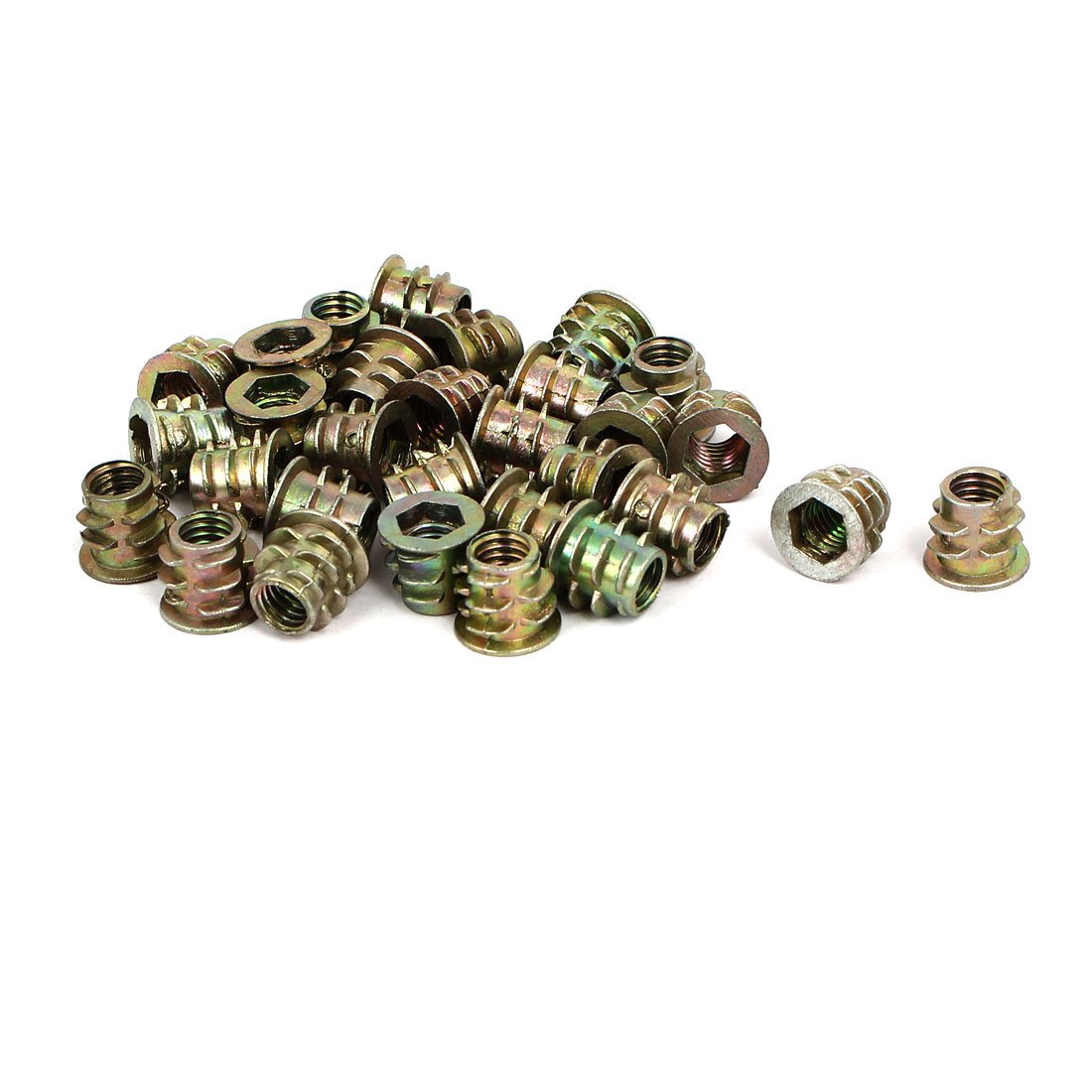 Sourcingmap M6x9mm Interface Hex Socket Threaded Insert Nuts 30pcs for Wood Furniture