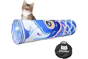 Dsumky Pet Tunnels for Indoor Cats, Collapsible Tube for Kittens & Large Felines with Storage Bag, Hideaway Play Toy, Easy to Clean,10'' Dia, 36'' L,Blue